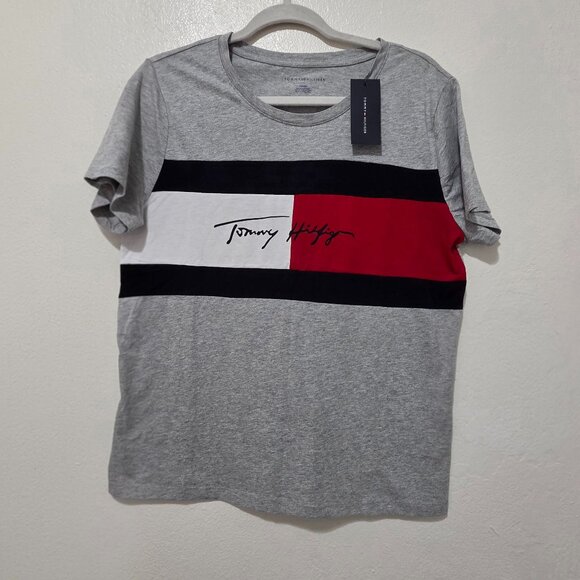 Tommy Hilfiger Womens Premium Short Sleeve Crew Neck T Shirt Grey, Medium - Picture 1 of 9